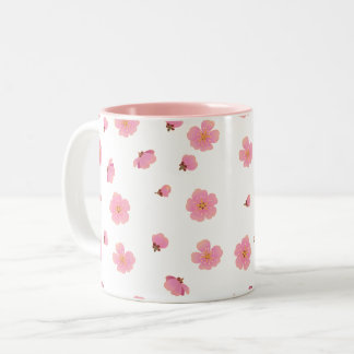 Skål med rosa körsbärsblom Två-Tonad mugg