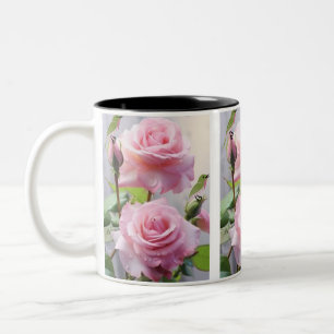 Skål med rosa ros och kolibri - Naturens känsliga Två-Tonad Mugg