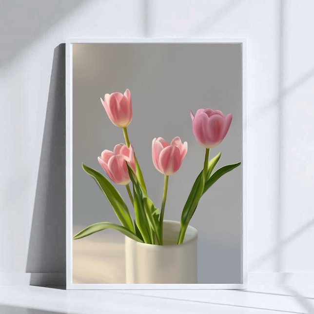 Skål med rosa tulpaner realismaskildring poster (Skapare uppladdad)