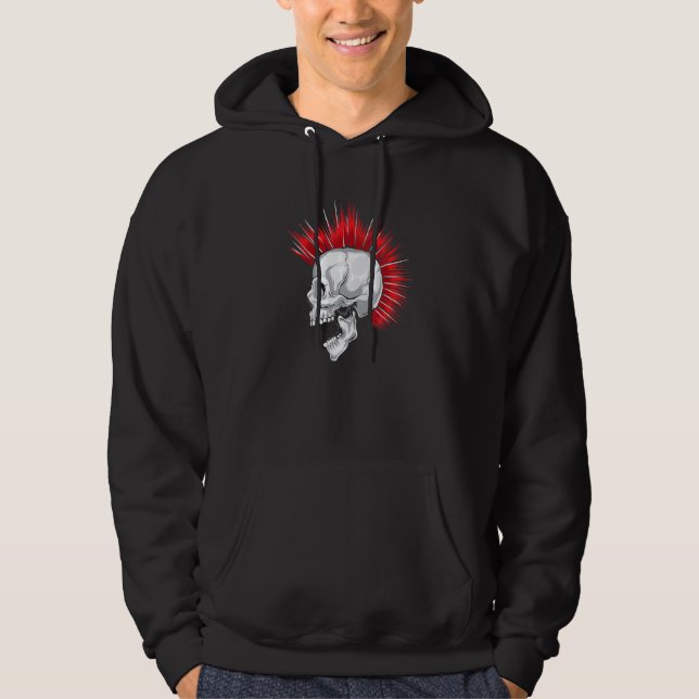 Skal med rött mohawk-hairformat hoodie (Framsida)