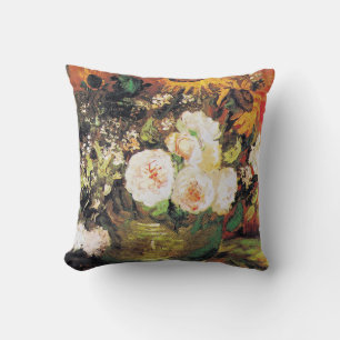 Skål med solblommor, Ro och andra blommor Kudde