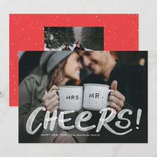 Skål med två fotoljefärger gott nytt år julkort