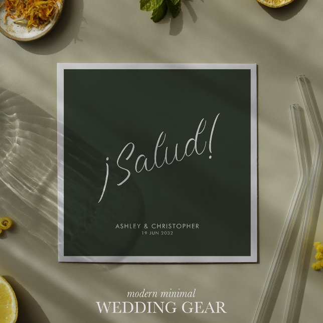 Skål! Mossgrön minimalisera cocktail för alla till Pappersservett (Skapare uppladdad)