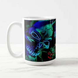 Skal Neon Teal Blue Namn Dag Dead Halloween Kaffemugg