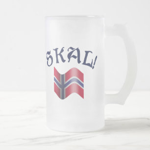 Skal norsk flagganorge som dricker rostat bröd frostat ölglas