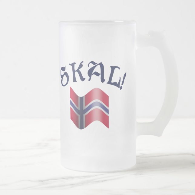Skal norsk flagganorge som dricker rostat bröd frostat ölglas (Höger)