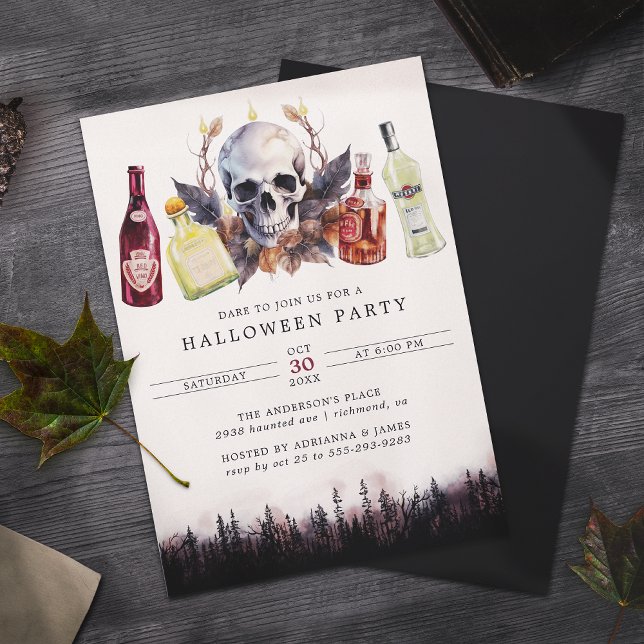 Skal och alkohol | ROLIGT VUXEN HALLOWEEN FEST Inbjudningar (Skapare uppladdad)