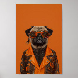 Skål och fasansfull pug poster