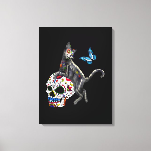 Skal och fjäril av day of the dead canvastryck (Framsida)