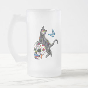 Skal och fjäril av day of the dead frostat ölglas