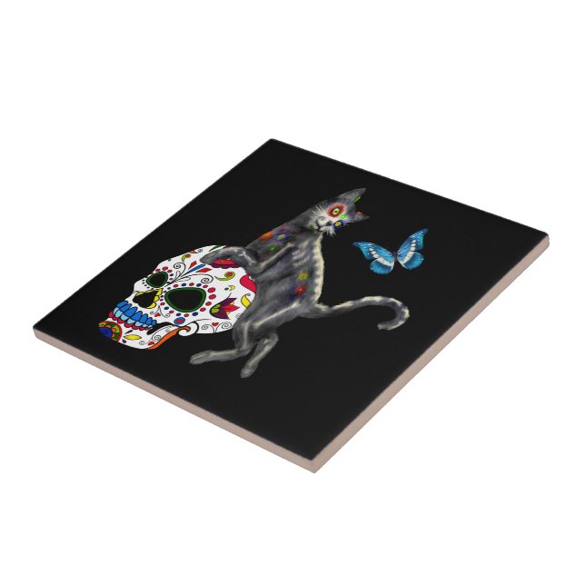 Skal och fjäril av day of the dead kakelplatta (Sidan)