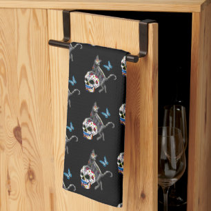 Skal och fjäril av day of the dead kökshandduk