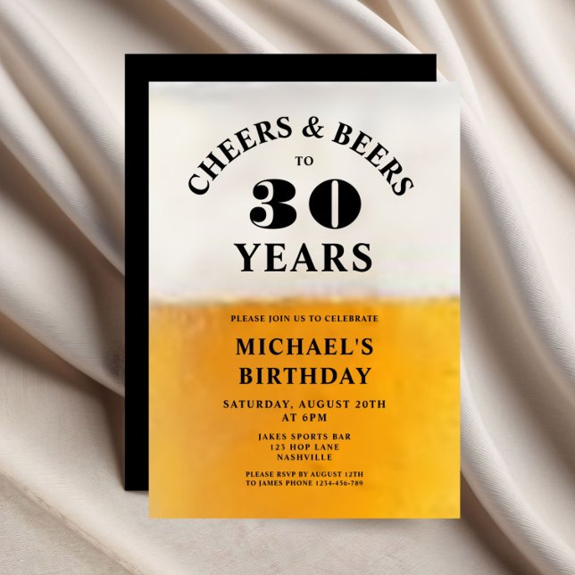 Skål Och Öl 30-årsdag Inbjudningar (Cheers And Beers 30th Birthday Invitation)