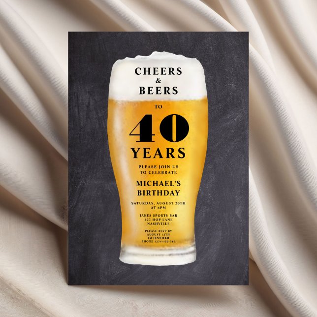 Skål Och Öl 40-årsdag Inbjudningar (Cheers And Beers 40th Birthday Invitation)