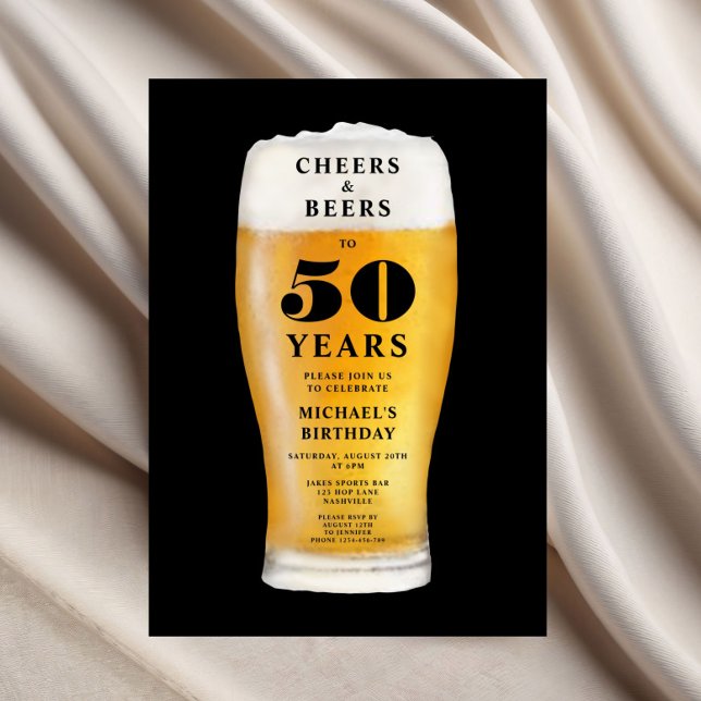 Skål Och Öl 50-årsdag Inbjudningar (Cheers And Beers 50th Birthday Invitation)