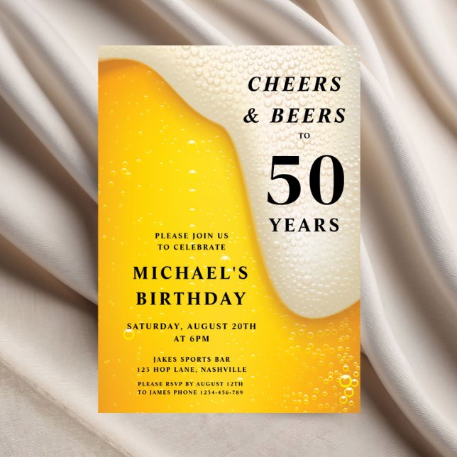 Skål Och Öl 50-årsdag Inbjudningar (Cheers And Beers 30th Birthday Invitation)