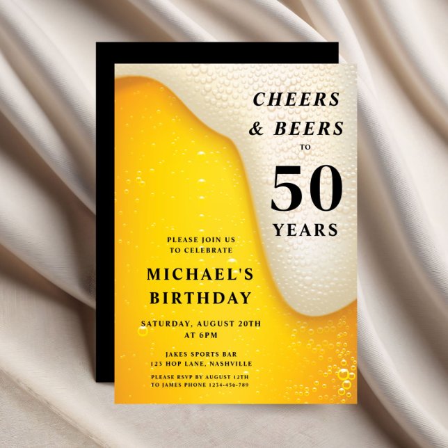 Skål Och Öl 50-årsdag Inbjudningar (Cheers And Beers 50th Birthday Invitation)