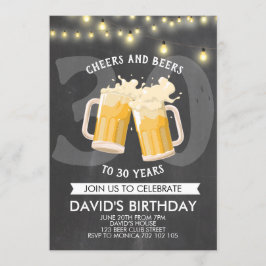 Skål och Öl Man Birthday Chalkboard Burk Ljus Inbjudningar