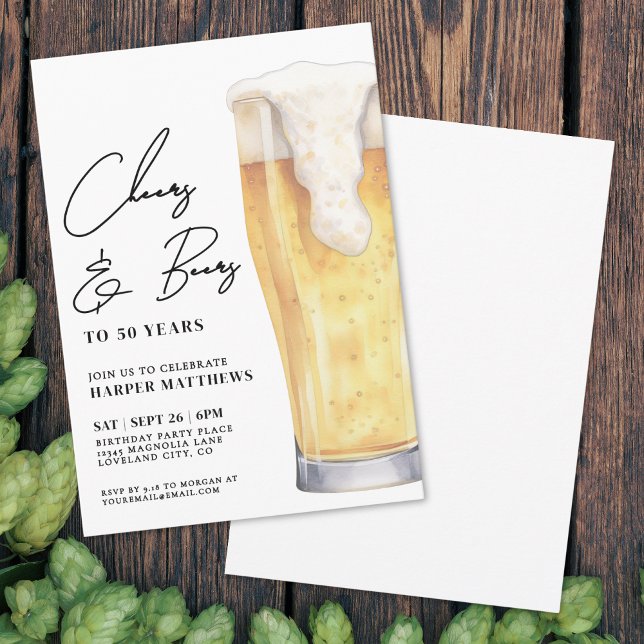 Skål och Öl Mäns Födelsedag Inbjudningar (Cheers And Beers Men's Birthday Invitation)