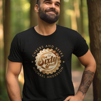 Skål Och Öl Sextio Års Födelsedag Anpassat Namn T Shirt