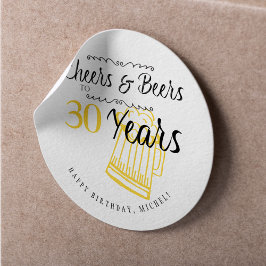 Skål och öl till 30-års typografifödelsedag runt klistermärke