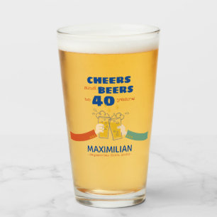 Skål och Öl till 40 år Pint Retro Birthday Glaskopp