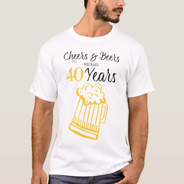 Skål och öl till 40-års typografifödelsedag t shirt (Framsida)