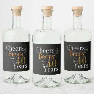 Skål och öl till 40-årsfest souvenir spritflaskor etikett