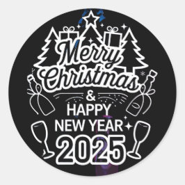 Skal och Party Gott nytt år 2025 Stickers Runt Klistermärke