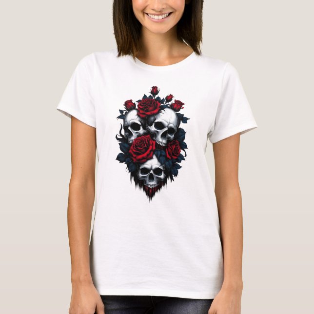 Skal och Ro: Design för gotisk Blommigt T Shirt (Framsida)