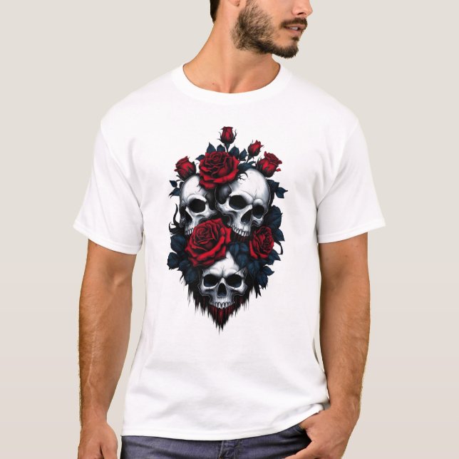 Skal och Ro: Design för gotisk Blommigt T Shirt (Framsida)