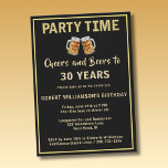 Skål & Öl Party Time 30-års (valfritt år) födelsed Inbjudningar<br><div class="desc">Denna Stylish Cheers and Beers Party Time-guldljus på en svart och guld 30-års födelsedagsinbjudan kan fullständigt anpassas (inklusive året). Den har både en touch av humor och mer än en touch av klass... och är redo att sätta scenen för denna speciella kväll. Färgerna kan också ändras. Om du behöver designhjälp,...</div>