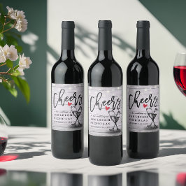 Skål på Bröllop-mousserande Vin-glasträ Vinflaska Etikett