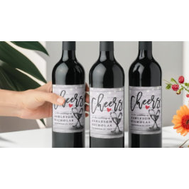 Skål på Bröllop-mousserande Vin-glasträ Vinflaska Etikett