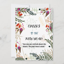 Skål på det nya årskortet Grey Botanical Card Inbjudningar