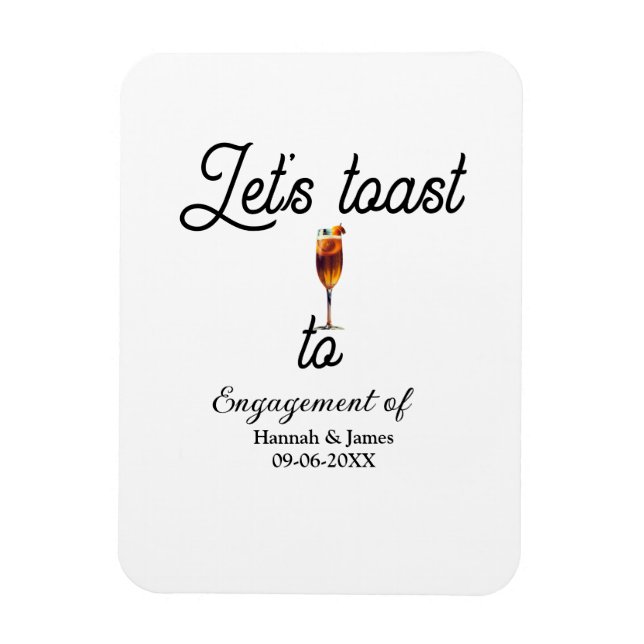 Skål på förlovningsfest namn datum glas magnet (Vertikal)