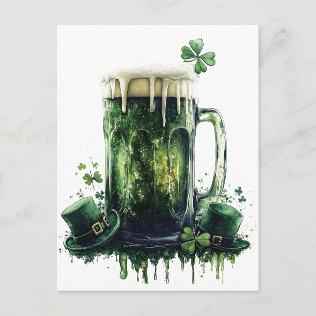 Skål på St. Patrick's Day! Beer Illustration Vykort (Framsida)