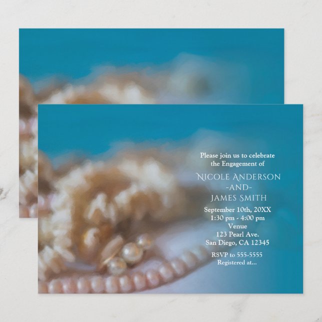 Skal & Pärlor Elegant Målade Strandinbjudningar Inbjudningar (Fram/baksida)