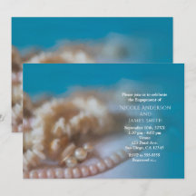 Skal & Pärlor Elegant Målade Strandinbjudningar