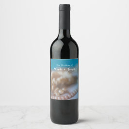 Skal & Pärlor Eleganta Målade Strand Vinetiketter Vinflaska Etikett