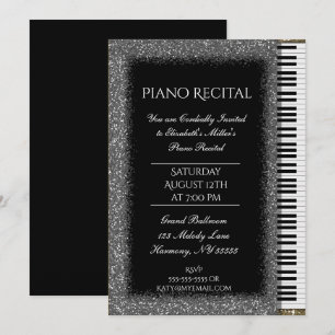 Skäl Piano med Silver Glitter om Svarta havet Inbjudningar