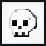 Skal pixelbild 8-bitars fotoutskrift fototryck<br><div class="desc">Skullpixelgrafik 8-bitars fotoutskrift inspirerad av Irezumi tatuering,  manga,  popkonst och en aning italiensk smak</div>