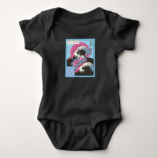 Skål Ramen Vaporwave Design T Shirt (Framsida)
