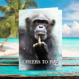 Skål Rolig Chimpans med Fingertecken Kort