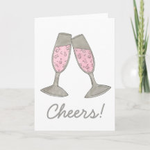 Skål! Rosa Champagne Bröllop Grattis Toast Kort