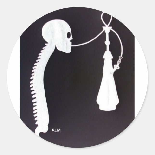 Skal&rygg med Hookah Runt Klistermärke (Framsida)