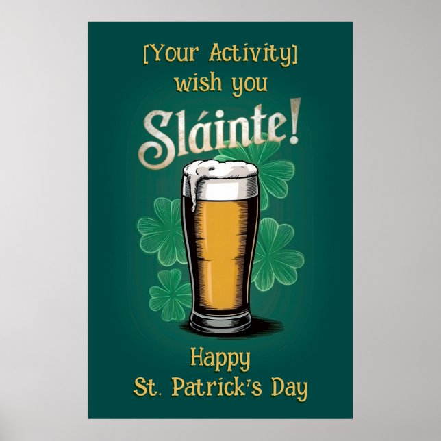 Skål! St. Patricks dag ÖL Pint på Grönt Poster (Framsidan)