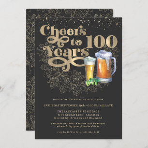 Skål till 100 år  Milstolpe-Födelsedagsfest Inbjudningar