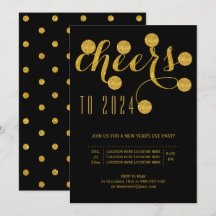 Skål till 2024 guld Nyårsafton party svart