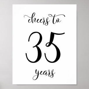 Skål till 35 års födelsedagsskylt poster